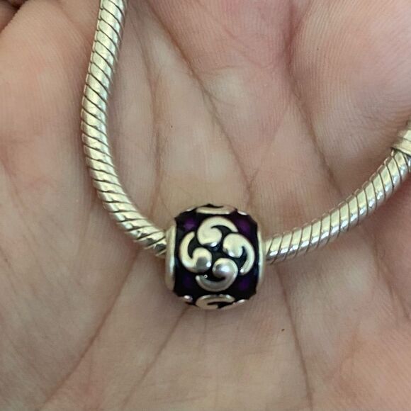 Authentic Pandora Purple Zen Enamel Charm - Picture 1 of 2